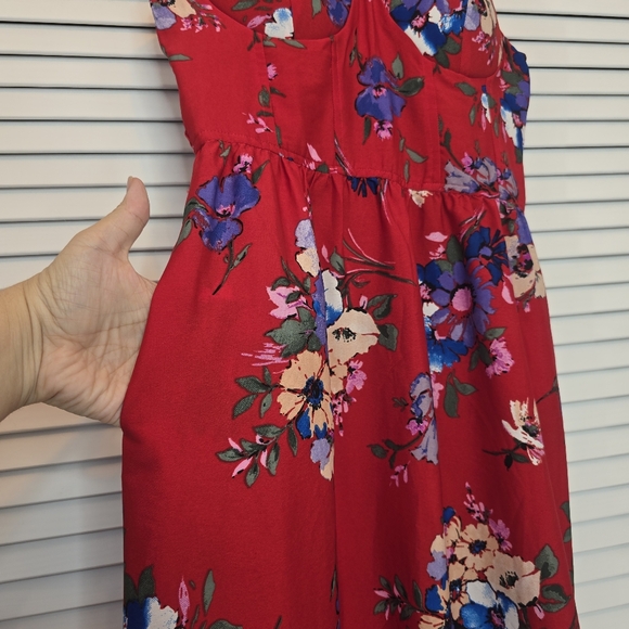 BAND OF GYPSIES Floral Maxi Dress Red Women Medium Boho Cottagecore Summer Retro - Picture 4 of 13